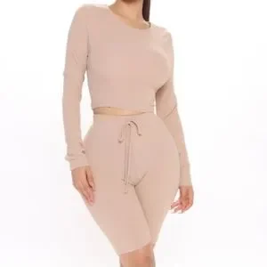 Fashion Nova | Shorts | Medium Beige Biker Short Set | Poshmark